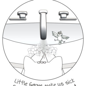 Wash your hands poster A4 colouring in